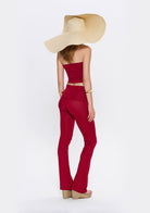 Tiny-Yüksek Bel İspanyol Paça Bordo Tayt-Tayt-10-Milagron.com