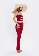 Tiny-Yüksek Bel İspanyol Paça Bordo Tayt-Tayt-12-Milagron.com