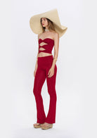 Tiny-Yüksek Bel İspanyol Paça Bordo Tayt-Tayt-4-Milagron.com
