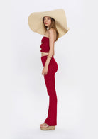 Tiny-Yüksek Bel İspanyol Paça Bordo Tayt-Tayt-6-Milagron.com