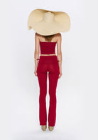 Tiny-Yüksek Bel İspanyol Paça Bordo Tayt-Tayt-9-Milagron.com