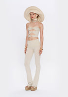 Tiny-Yüksek Bel İspanyol Paça Krem Tayt-Tayt-3-Milagron.com