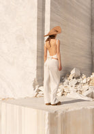 Tiny-Yumuşak Dökümlü Beyaz Beli Lastikli Pantolon-Pantolon-3-Milagron.com