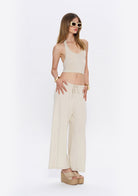 Tiny-Yumuşak Dökümlü Krem Beli Lastikli Pantolon-Pantolon-10-Milagron.com