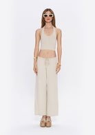 Tiny-Yumuşak Dökümlü Krem Beli Lastikli Pantolon-Pantolon-3-Milagron.com