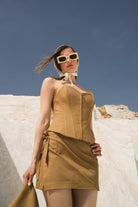 Tiny-önü Fermuarlı Sırtı Ayarlanabilir Balenli Bej Korse-Büstiyer-1-Milagron.com