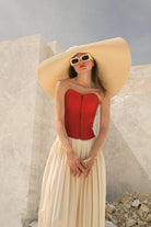 Tiny-önü Fermuarlı Sırtı Ayarlanabilir Balenli Kırmızı Korse-Büstiyer-2-Milagron.com