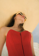 Tiny-önü Fermuarlı Sırtı Ayarlanabilir Balenli Kırmızı Korse-Büstiyer-6-Milagron.com