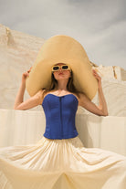 Tiny-önü Fermuarlı Sırtı Ayarlanabilir Balenli Mavi Korse-Büstiyer-2-Milagron.com