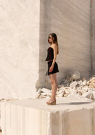 Tinybrandshop-Anvelop Kesim Bağlamalı Mini Siyah Etek-4-Milagron.com