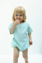 Totzee-Belden Büzgülü Tulum Çizgili - Yeşil & Beyaz-Çocuk Elbise & Tulum-4-Milagron.com