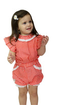 Totzee-Fisto Detaylı Şort Mini Ekose Kırmızı & Beyaz-Şort-1-Milagron.com