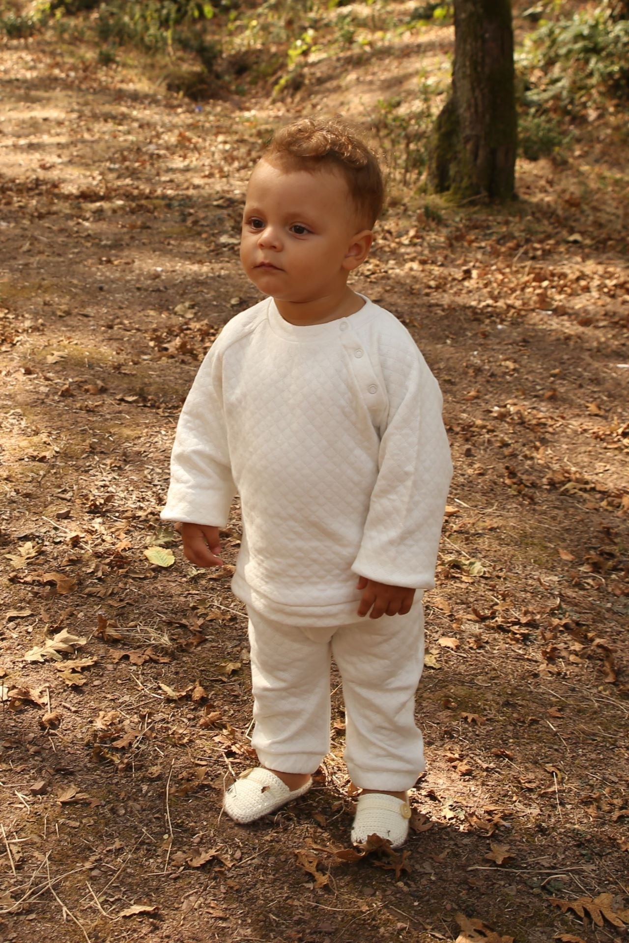 Totzee-Kapitone Harem Pantolon - Ekru-Pantolon-3-Milagron.com