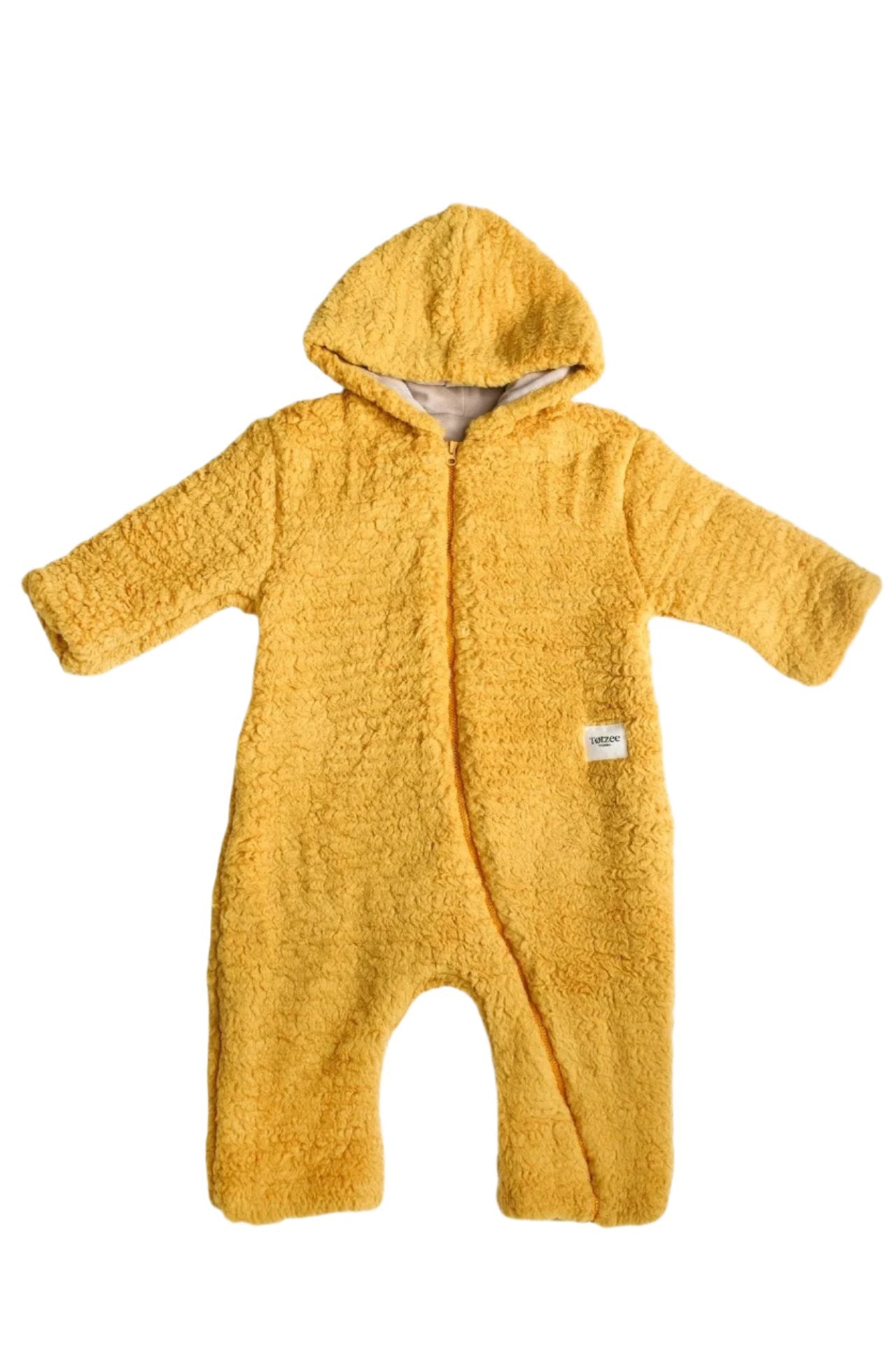 Totzee-Kapüşonlu Pelüş Tulum - Safran Sarısı-Çocuk Elbise & Tulum-1-Milagron.com