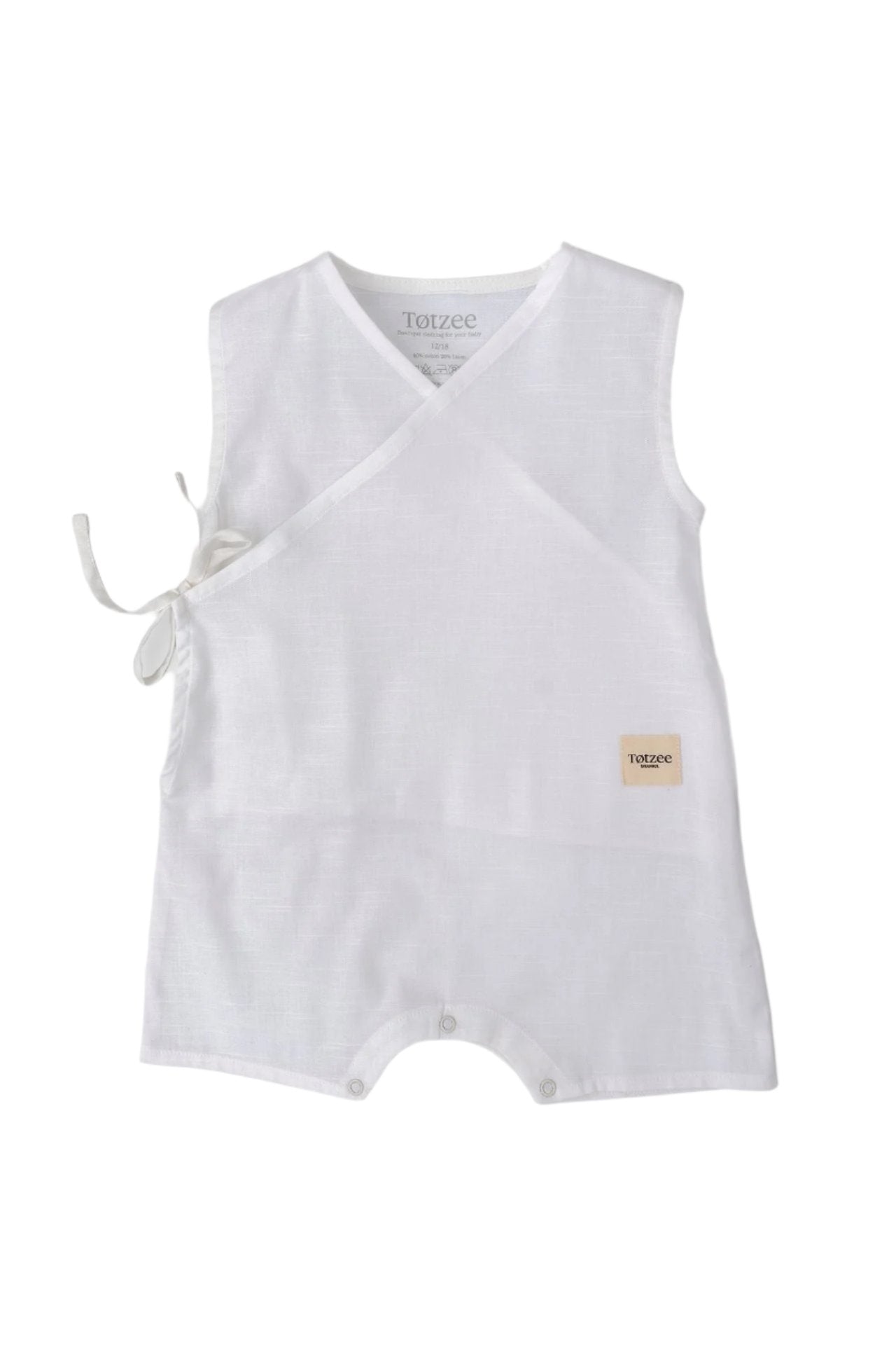 Totzee-Keten Kruvaze Tulum Kar Beyazı-Çocuk Elbise & Tulum-1-Milagron.com