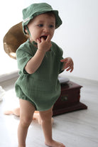Totzee-Müslin Belden Büzgülü Tulum Çimen Yeşili-Çocuk Elbise & Tulum-2-Milagron.com
