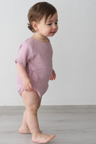 Totzee-Müslin Belden Büzgülü Tulum Lila-Çocuk Elbise & Tulum-2-Milagron.com