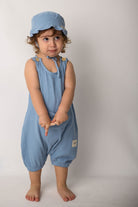 Totzee-Müslin Kanguru Cepli Salopet Okyanus Mavisi-Salopet-1-Milagron.com