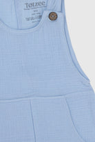 Totzee-Müslin Yandan Cepli Salopet Bebek Mavisi-Salopet-2-Milagron.com