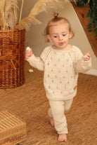 Totzee-Organik El Örgüsü Bağcıklı Pantolon Antik Bej-Pantolon-2-Milagron.com