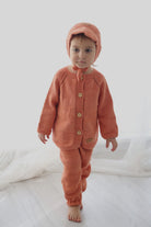 Totzee-Organik El Örgüsü Basic Hırka Şeftali Rengi-Kazak & Triko-3-Milagron.com