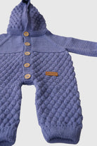 Totzee-Organik El Örgüsü Kapüşonlu Önden Düğmeli Tulum Orkide Mavisi-Çocuk Elbise & Tulum-3-Milagron.com
