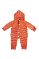 Totzee-Organik El Örgüsü Kapüşonlu Önden Düğmeli Tulum Şeftali Rengi-Çocuk Elbise & Tulum-1-Milagron.com