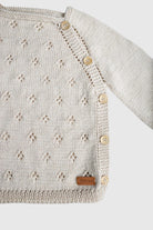 Totzee-Organik El Örgüsü Yandan Düğmeli Hırka Antik Bej-Kazak & Triko-3-Milagron.com