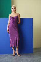 Towdoo-Aster Askılı Elbise - Lacivert-Elbise-10-Milagron.com