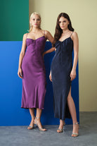 Towdoo-Aster Askılı Elbise - Lacivert-Elbise-8-Milagron.com