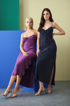 Towdoo-Aster Askılı Elbise - Lacivert-Elbise-9-Milagron.com