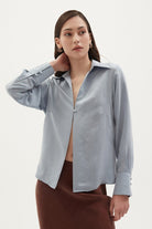 Towdoo-Lavender – Tek Düğmeli Gömlek - Mavi-Gömlek-3-Milagron.com