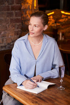 Towdoo-Lavender – Tek Düğmeli Gömlek - Mavi-Gömlek-4-Milagron.com