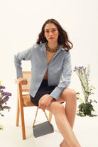 Towdoo-Lavender – Tek Düğmeli Gömlek - Mavi-Gömlek-5-Milagron.com