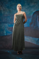 Towdoo-Sage Sırtı Açık Elbise - Yeşil-Elbise-1-Milagron.com