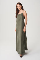 Towdoo-Sage Sırtı Açık Elbise - Yeşil-Elbise-3-Milagron.com