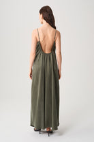 Towdoo-Sage Sırtı Açık Elbise - Yeşil-Elbise-5-Milagron.com