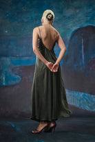 Towdoo-Sage Sırtı Açık Elbise - Yeşil-Elbise-6-Milagron.com