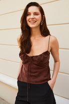 Towdoo-Sunflower – İp Askılı Bluz - Kahve-Bluz-10-Milagron.com