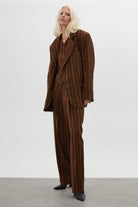 Trust The Team-Trust The Team Kahve Çizgili 3 Parça Takım Elbise-Ceket-6-Milagron.com