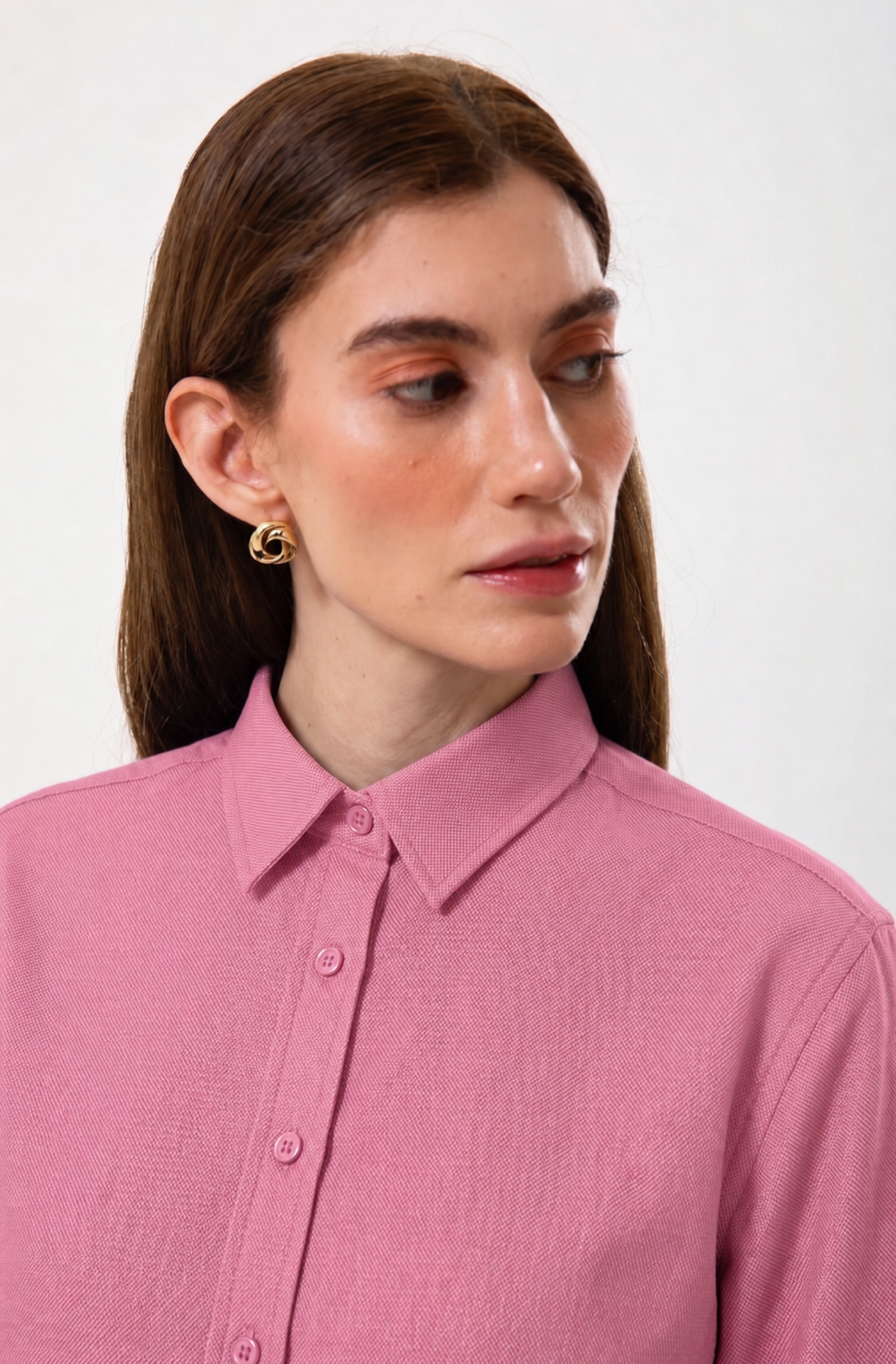 %100 Pamuk Pembe Kadın Oxford Gömlek