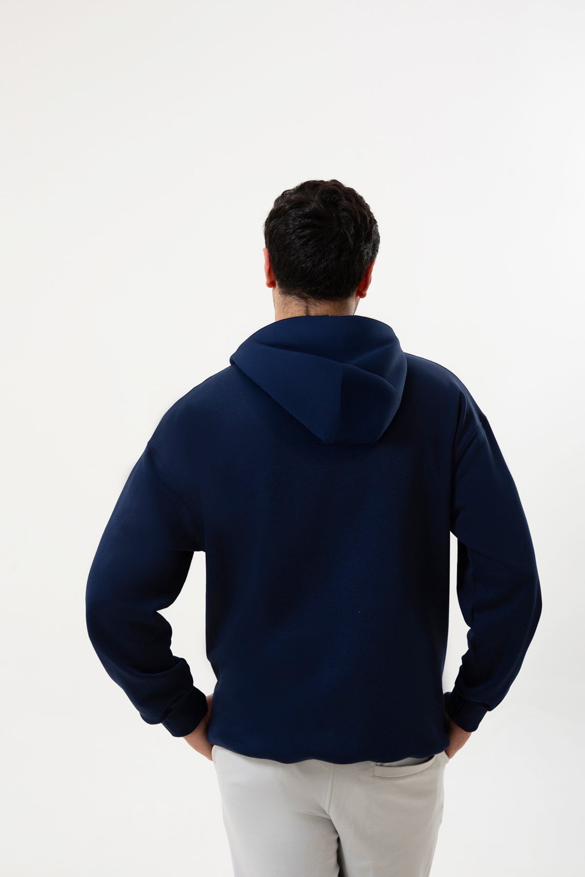 Kapüşonlu Organik Pamuklu Erkek Lacivert Sweatshirt