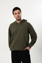 Kapüşonlu Organik Pamuklu Erkek Haki Sweatshirt