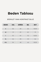 Bisiklet Yaka %100 Organik Pamuk Lila - Lacivert Kontrast Uzun Kollu Bluz