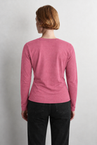 Tencel Derin V Yaka Pembe Uzun Kollu Bluz