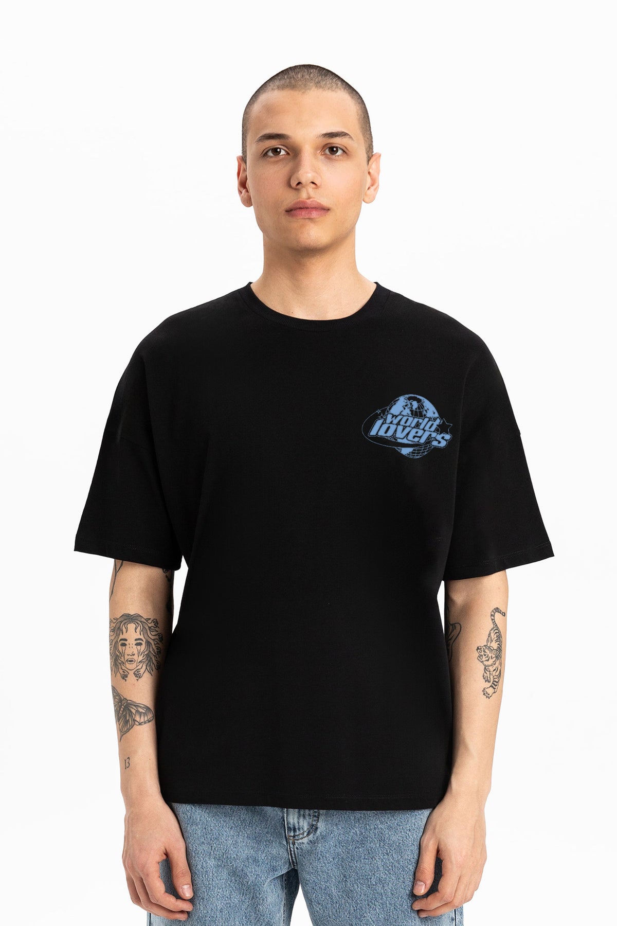 World Lovers Erkek Bisiklet Yaka Oversize Tee