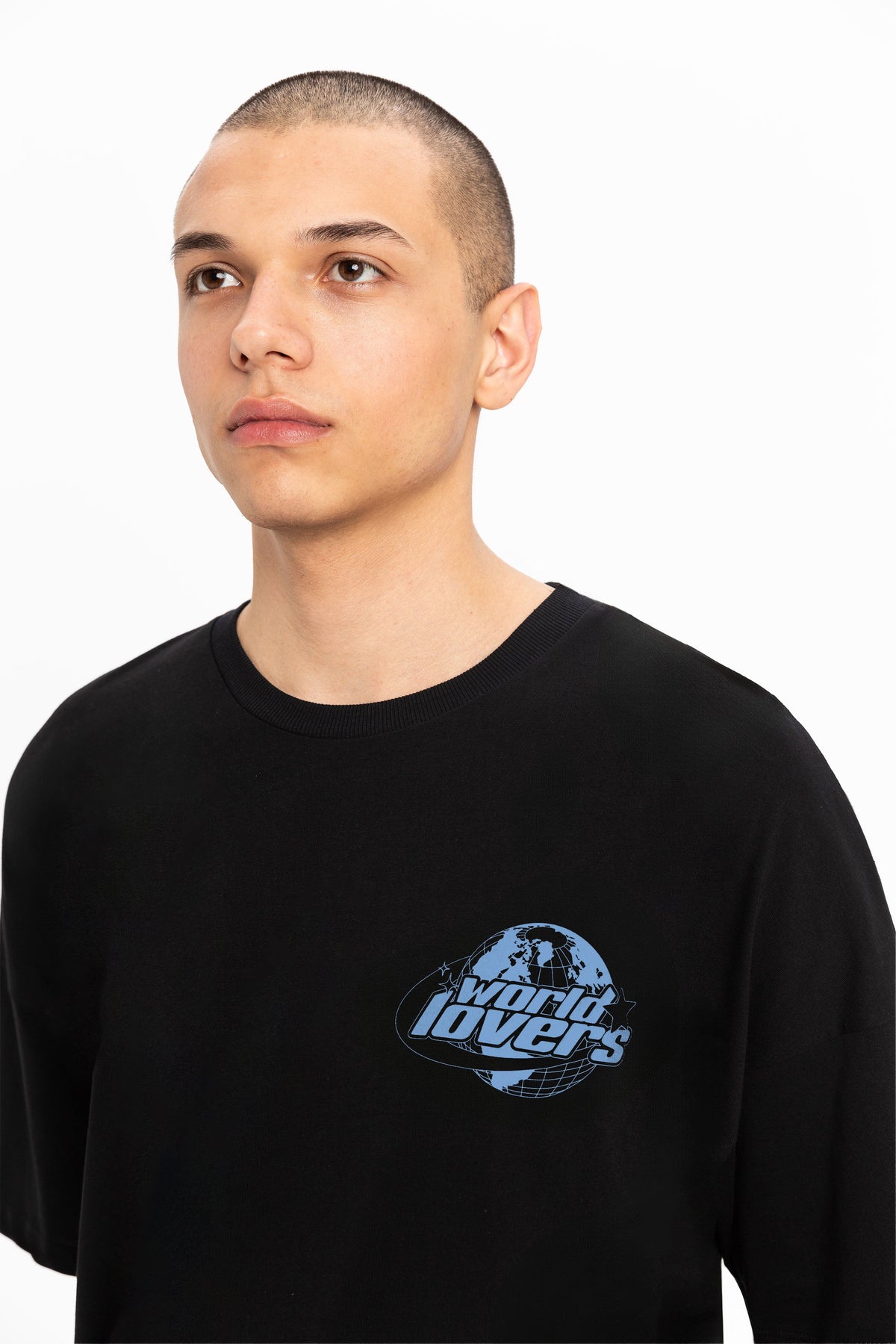 World Lovers Erkek Bisiklet Yaka Oversize Tee