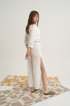 Unexpectedone-Soul Mate Yan Yırtmaçlı Pantolon - White-Pantolon-5-Milagron.com