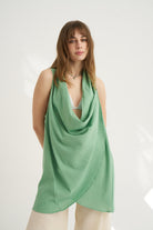 Unexpectedone-Wrapped By Waterfall Tunic - Green-Elbise-6-Milagron.com