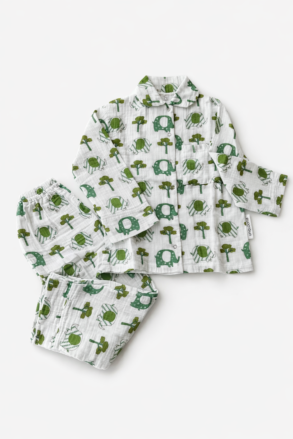 Elephant Hayvan Desenli Organik Müslin Pijama Takımı